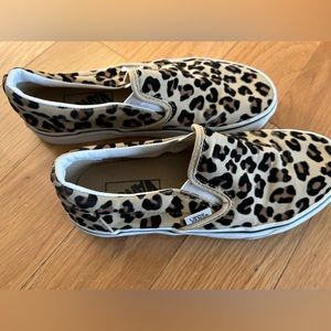 Leopard vans slip ons